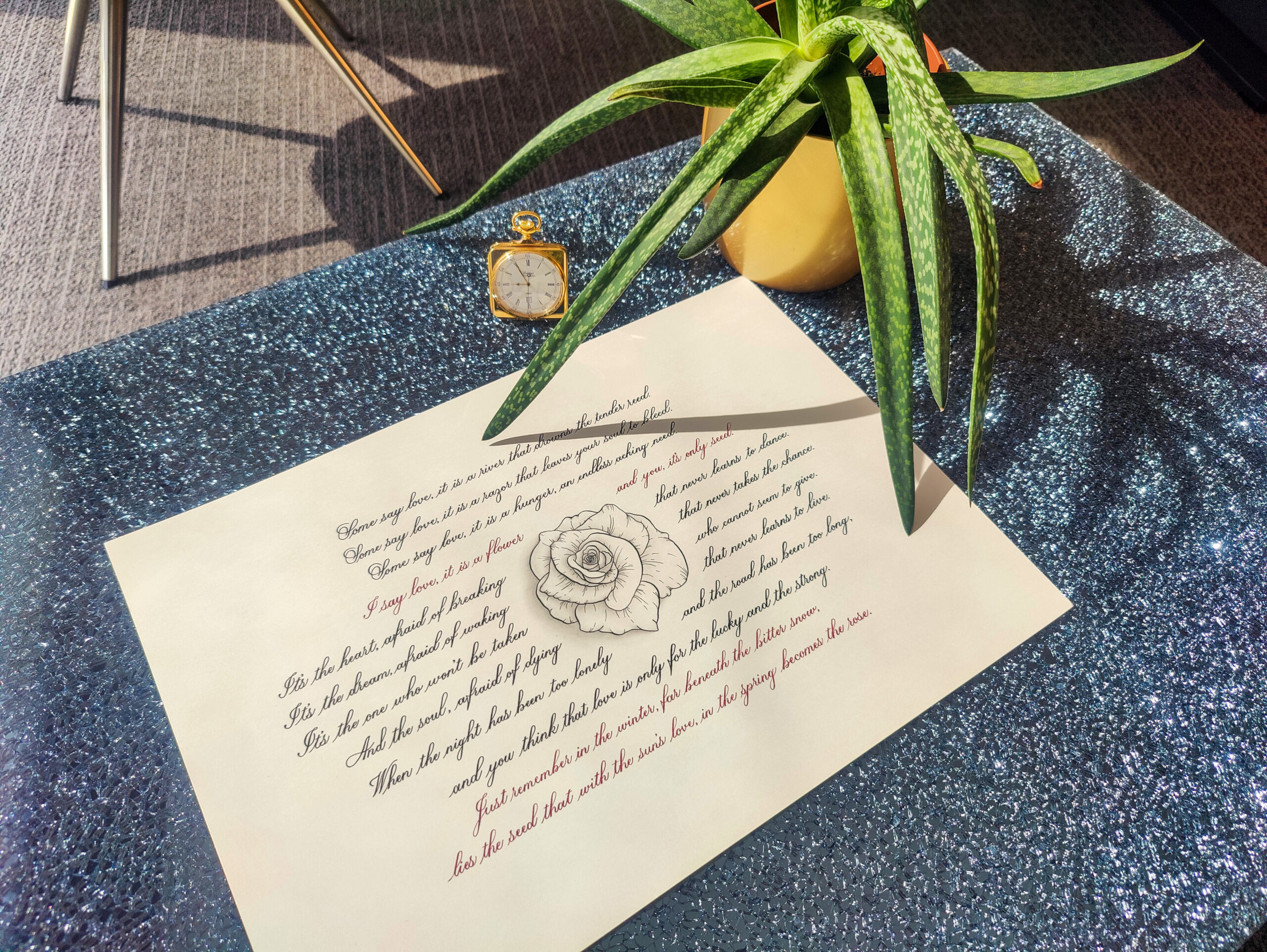 Kalligraphisches Kunstwerk «The Rose»